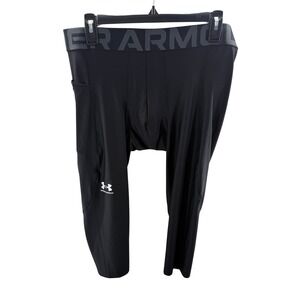 Under Armour Mens Heatgear Athletic Compression Leggings Black XL Pockets New